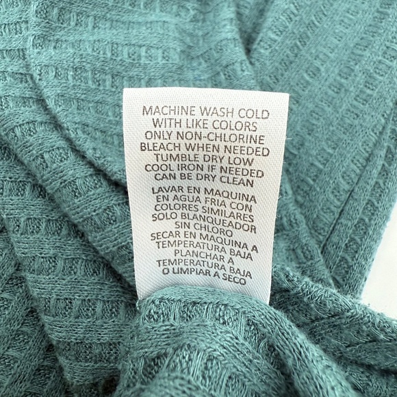 Chaser Top Women XL Green Long Sleeve Waffle Knit Button Cuffs Round Neck - Picture 8 of 11